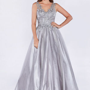 NEW - Silver Sleeveless Bridesmaid Long Dress